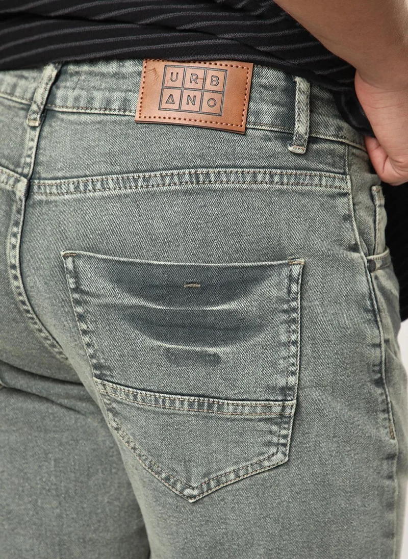 Urbano Fashion  Urbano Fashion Men's Light Grey Regular Fit Heavy Washed Denim Jeans Stretchable for Men | Best Price UAE